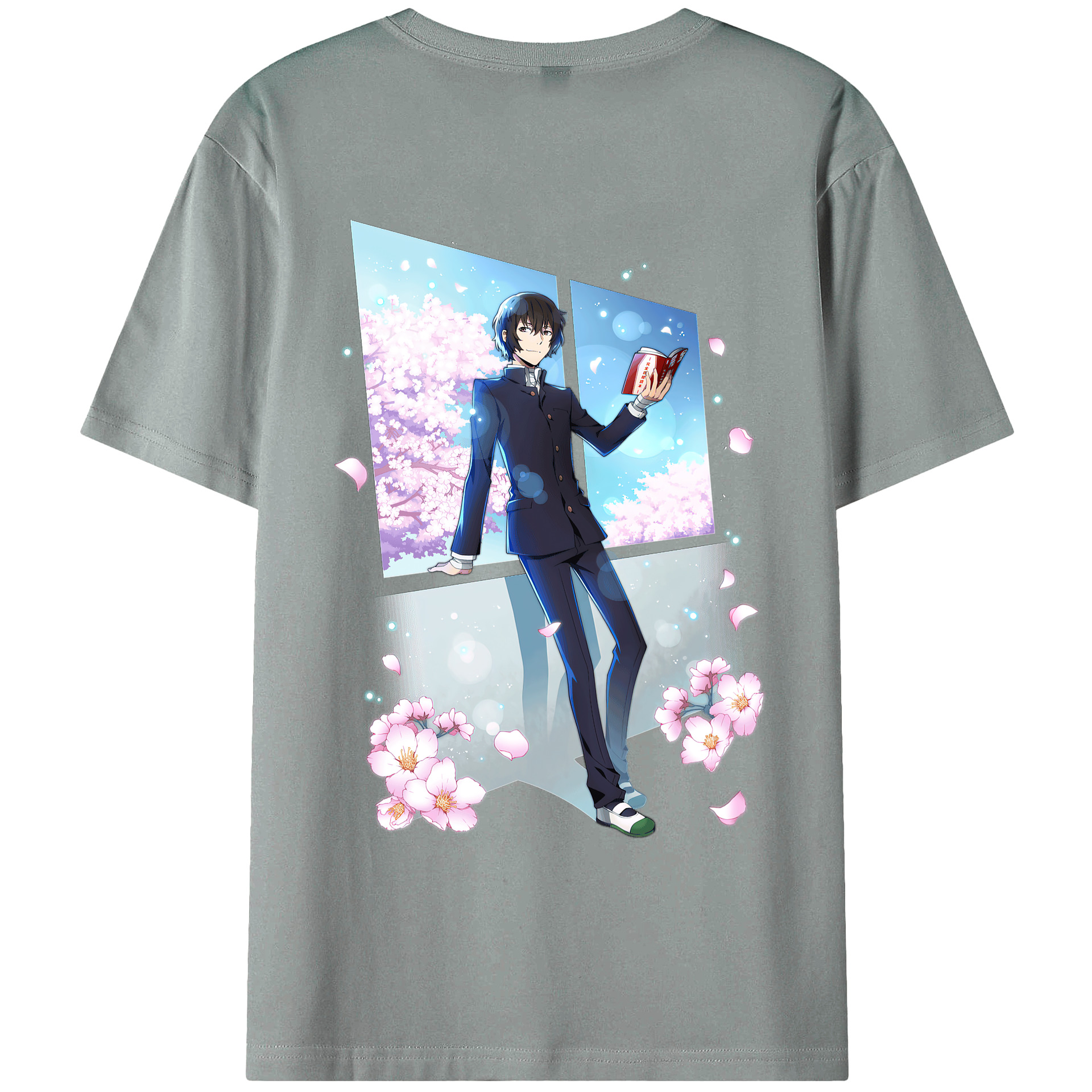 （画像用） 文豪ストレイドッグス Bungo Stray Dogs 綿100％ メンズ半袖Tシャツ（バックプリント） 通気性
